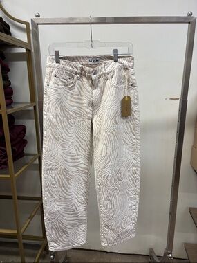 Le Jean Women's Cream Zebra Wide Leg Jeans